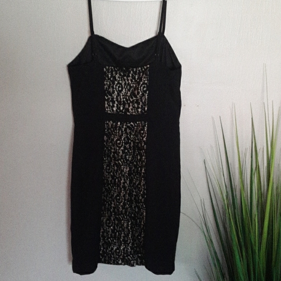 *C. LUCE BLACK NUDE SPAGHETTI STRAP LITTLE BLACK DRESS V NECK NEW SIZE SMALL - Picture 8 of 11